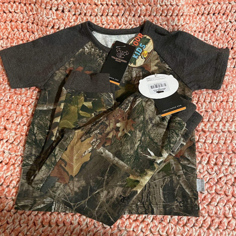 3T Bass Pro Shop Kids Camo Tshirt and Jogger Pants Outfit set